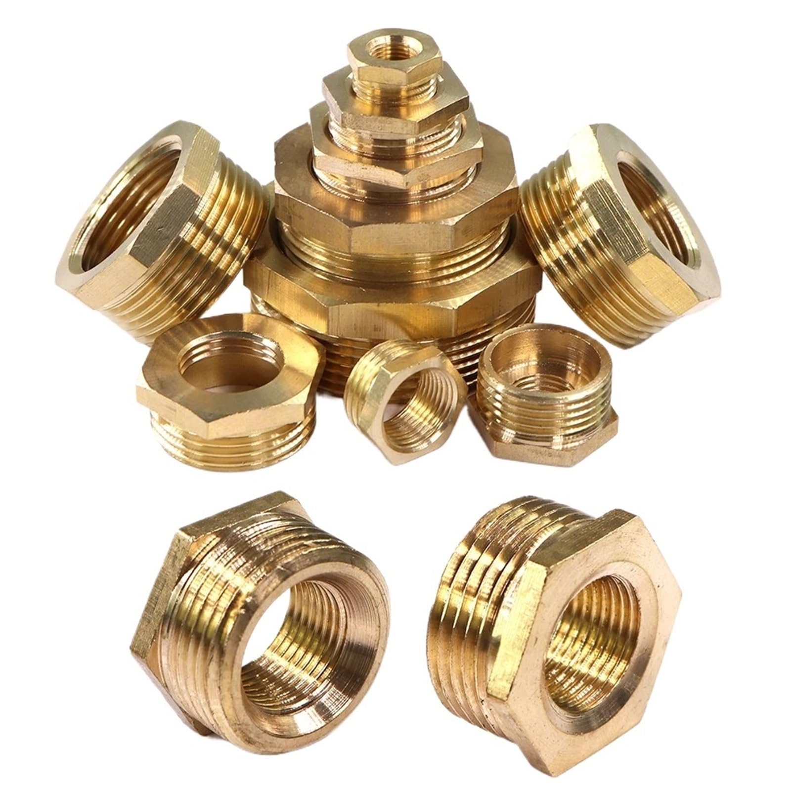 3PCS 1/8 "1/4" 3/8 "1/2" 3/4 "1" 1.5 "2" Raccordi for tubi in ottone Hex Tettarelle da biberon Adattatore BSP Maschio Femmina Filettatura Riducendo Boccola Esagonale Per Collegamento Tubo