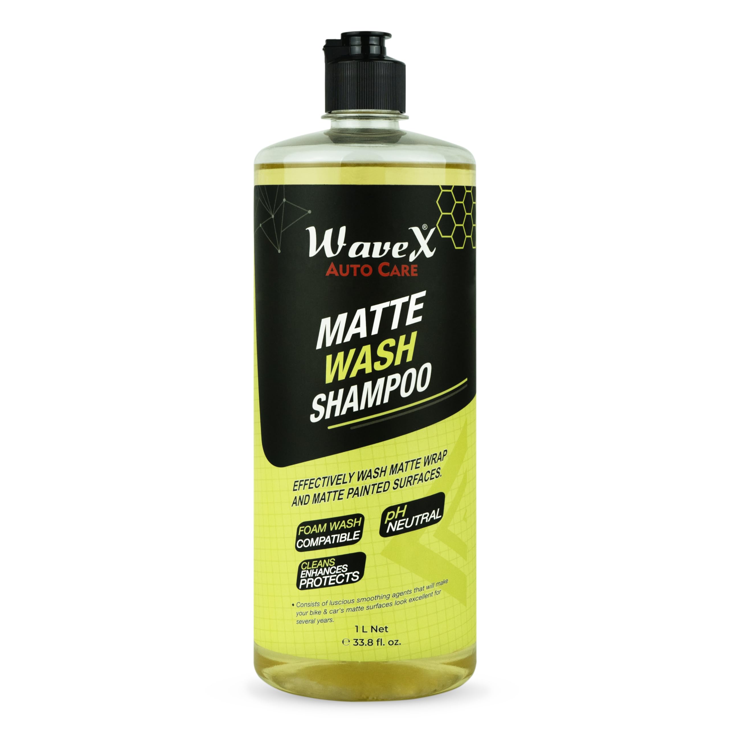 Wavex Car Shampoo and Bike Shampoo 1L | For Matte Painted Vehicles | Foaming Shampoo For Matte Bikes and Cars