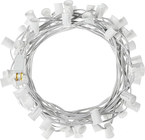 Juego de tiras de luz C9 de 200 pies para enchufe E17, espaciado de 12 pulgadas, cadena de luz de Navidad para exteriores con 100 enchufes, paquete