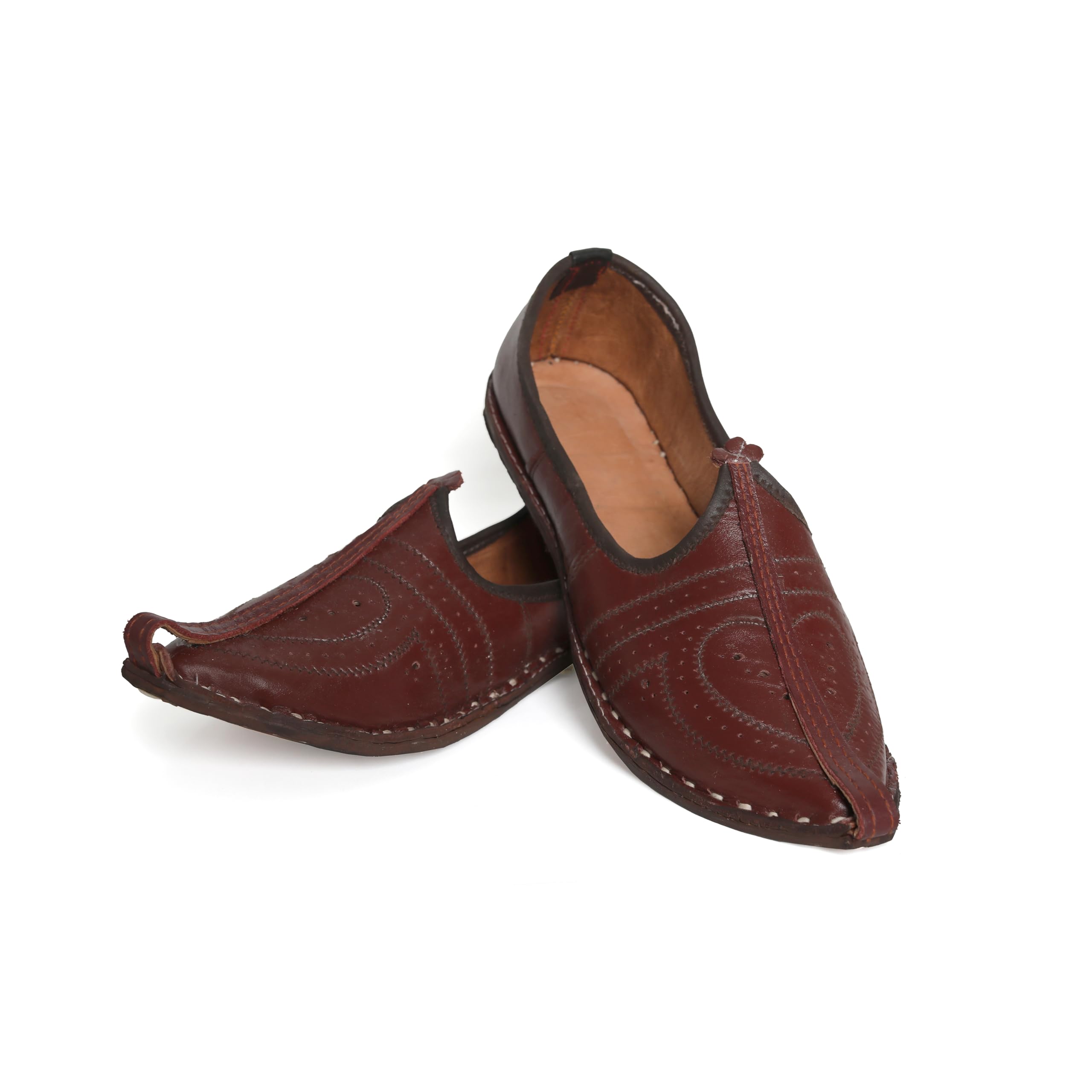 Men's Traditional Ethnic Leather Juttis Mojaris | Latest Jutis for Men (Burgandy, Size - 8)-image-49