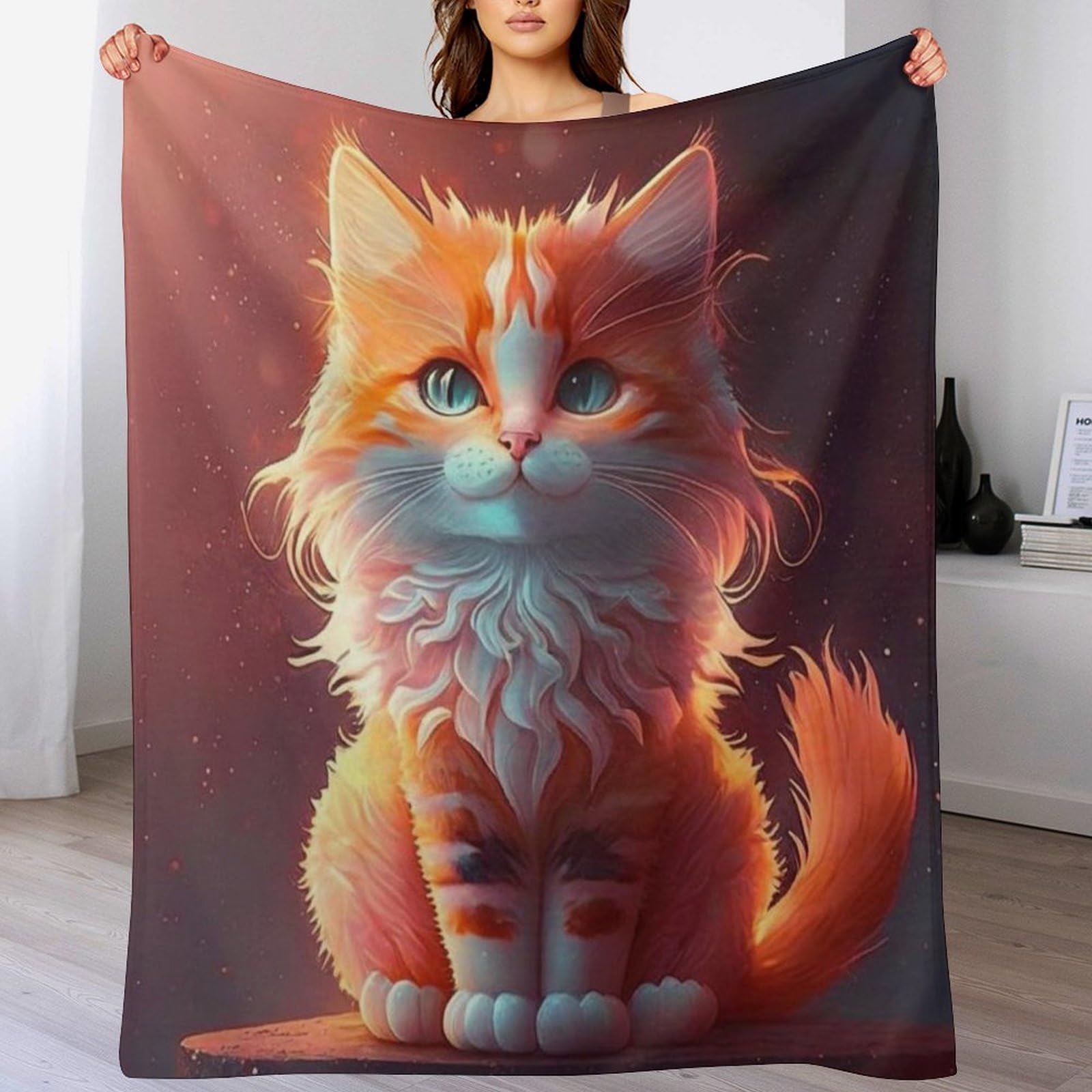 Couverture chat mignon pour cocooning sur le canapé et décoration de lit douillette