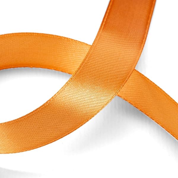 Nastro Doppio Raso 10mm X 50 Metri per Artigianato, Natale, Decorazioni, Adatto Per confezionare Regali, Feste di Compleanno, Matrimoni, Bomboniere (Arancio) - 2