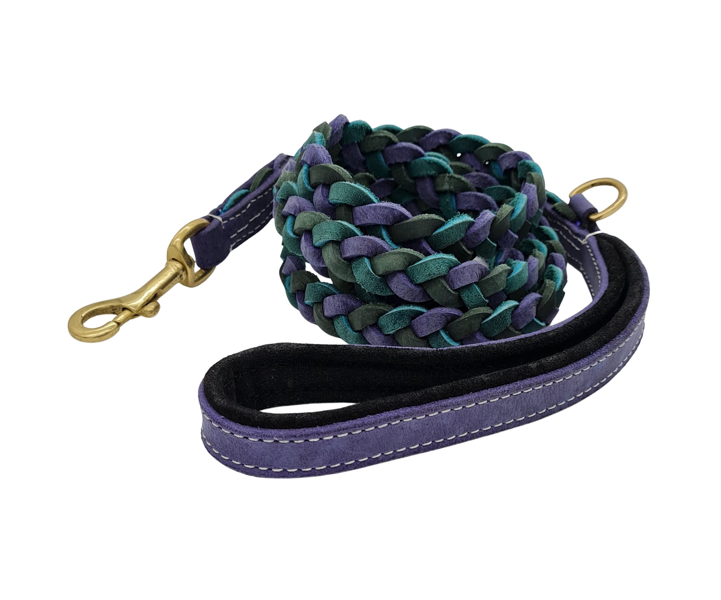 Blazing Paws Vibrania 6 Ft Heavy Duty 1 inch Wide Super Soft Thick Distressed Leather Dog Leash with Side Ring, Full Braided, for Active and Large