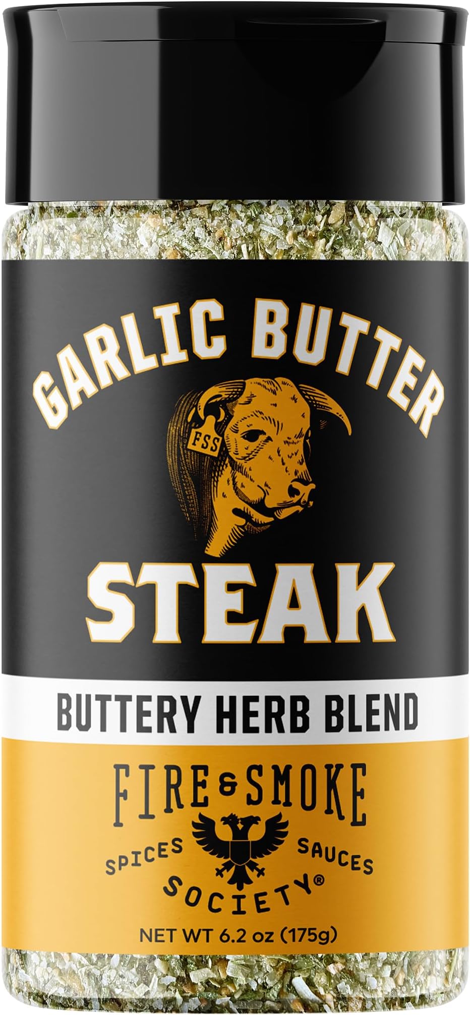Fire & Smoke Society Garlic Butter Steak Seasoning | BBQ Rubs, Steak Rub for Smoking and Grilling Meat | Steaks, Brisket, Burgers Dry BBQ Rubs and Spices | M, 6.2 oz