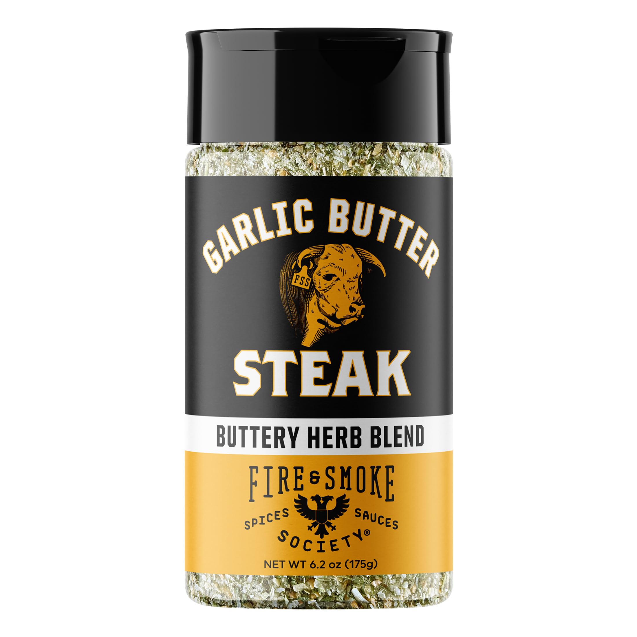 Fire & Smoke Society Garlic Butter Steak Seasoning | BBQ Rubs, Steak Rub for Smoking and Grilling Meat | Steaks, Brisket, Burgers Dry BBQ Rubs and Spices | M, 6.2 oz