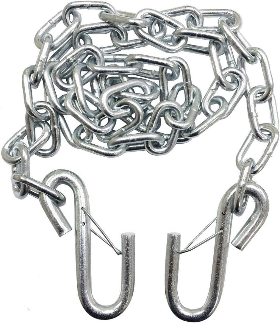 LIBRA One New 3/16" X 48" Grade 30 Trailer Safety Chain w/ 2 S Hooks & Safety Latches - 25001