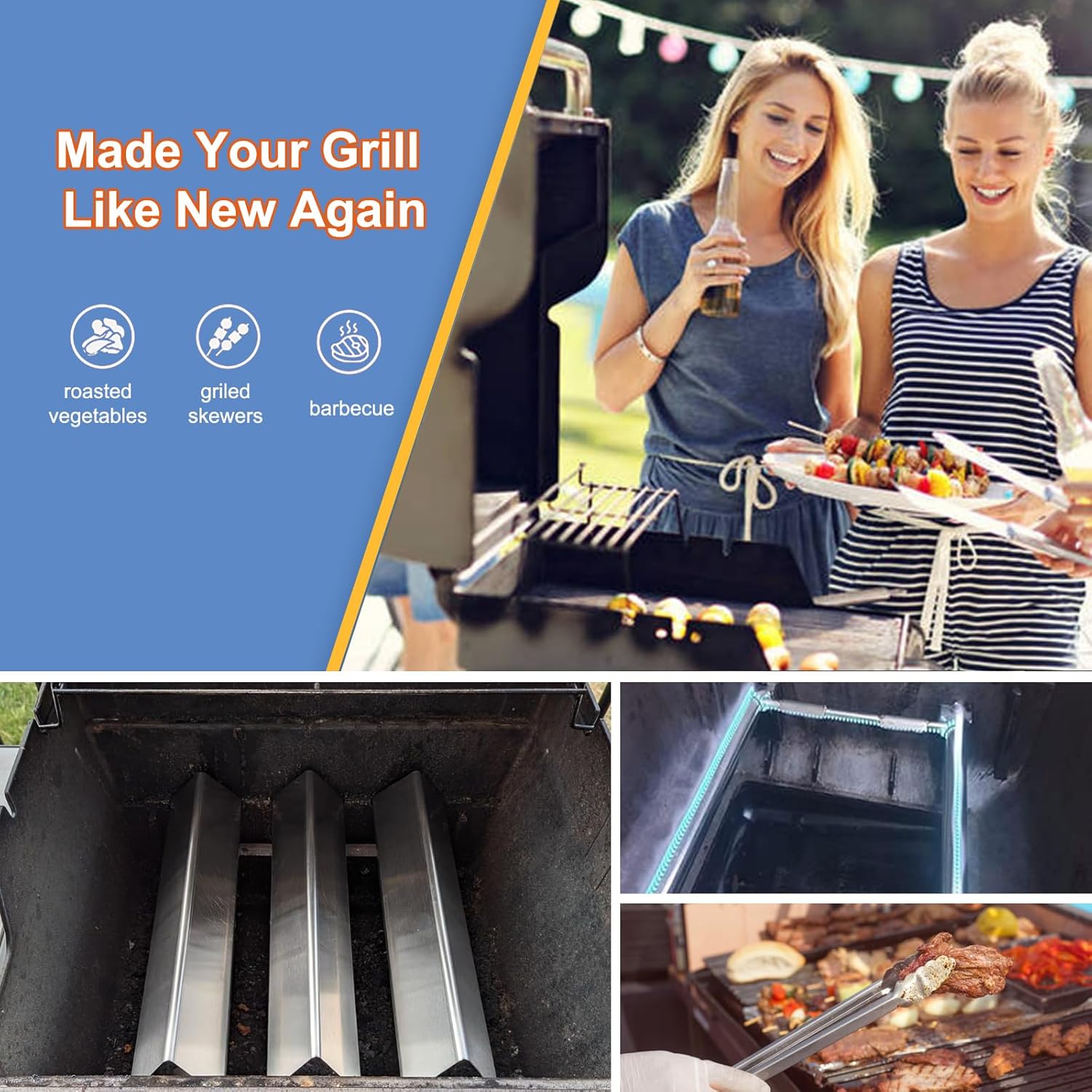 Grill Replacement Part for Weber Spirit I & II 200 Series, Weber Spirit E-210, S-210, Spirit E-220, S-220, 7635 Flavorizer Bars and 69785 Grill Burner, Stainless Steel Rpair Kit Set