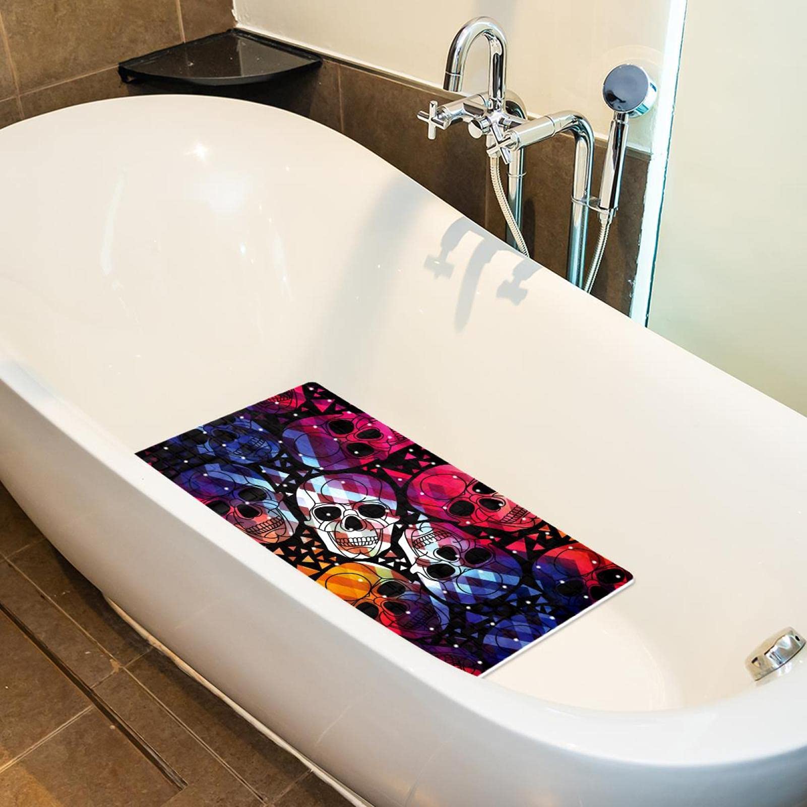 Tappeto da bagno con teschio e teschio rosso, tappetino da bagno extra