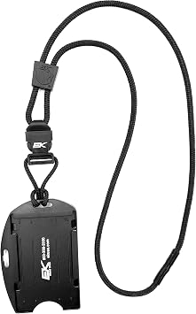 EK Ekcessories 10942C-C20-AM Black Dual Sided Smart Card Holder with Detachable Lanyard