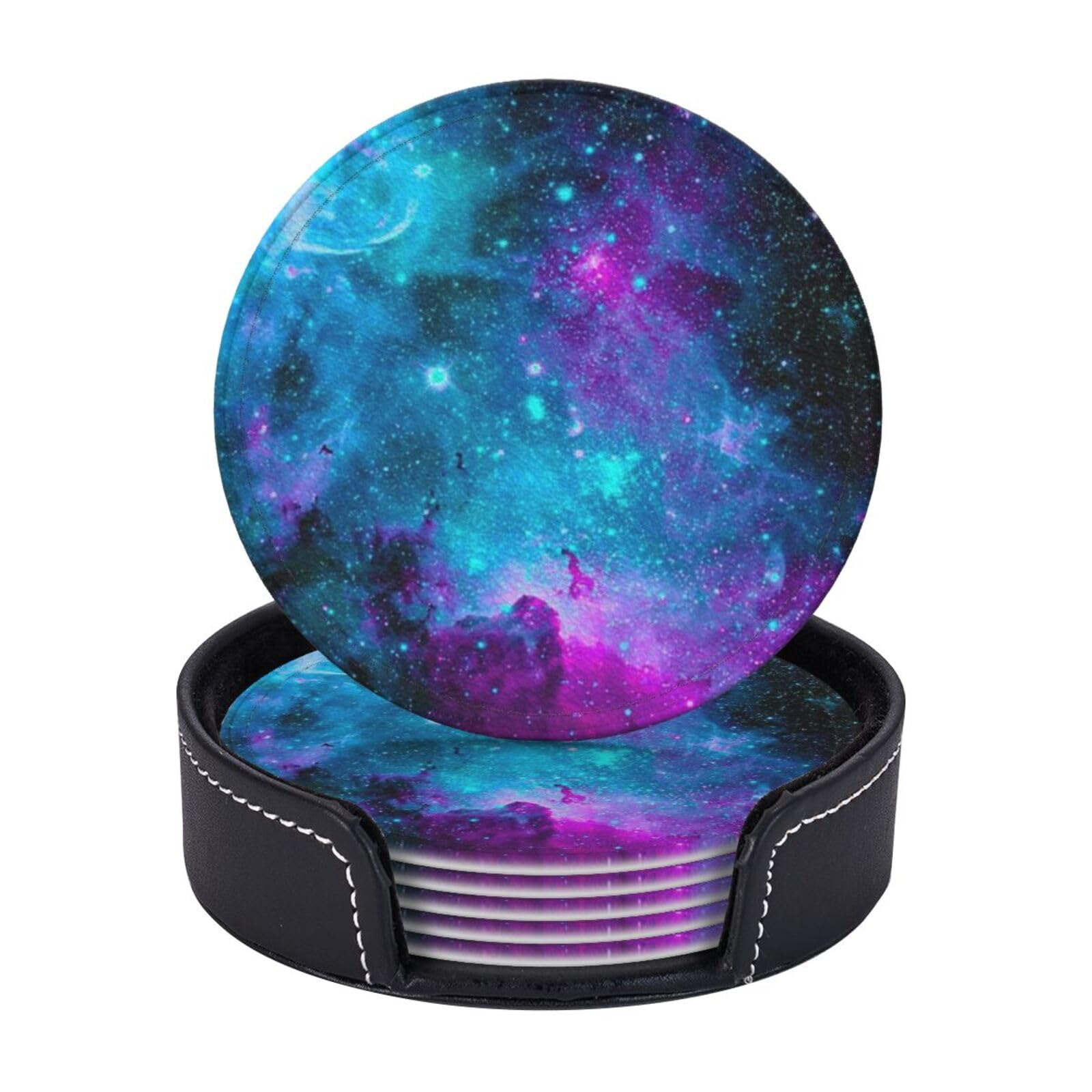 Dessous de verre Trippy Galaxy en cuir lot de 6 pour maison et cuisine