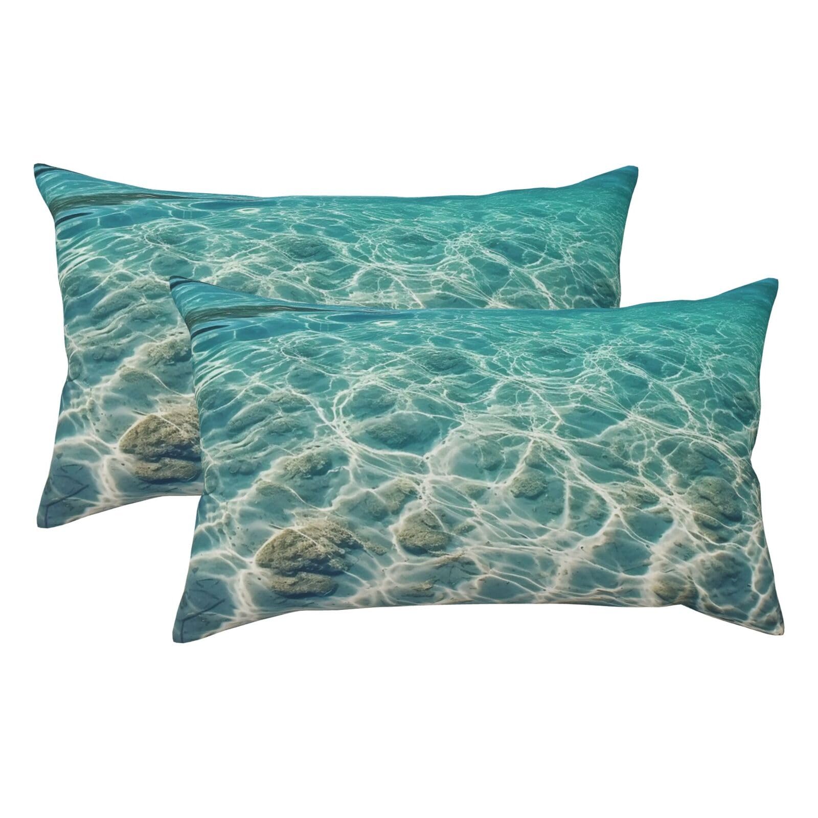 2 Pack King Size Pillow Cases for Hair and Skin Soft Breathable Pillow Case Covers with Hidden Zipper Clear Sea Water Pillowcase 20x36 Inches Pillow Covers for Sleeping Gift