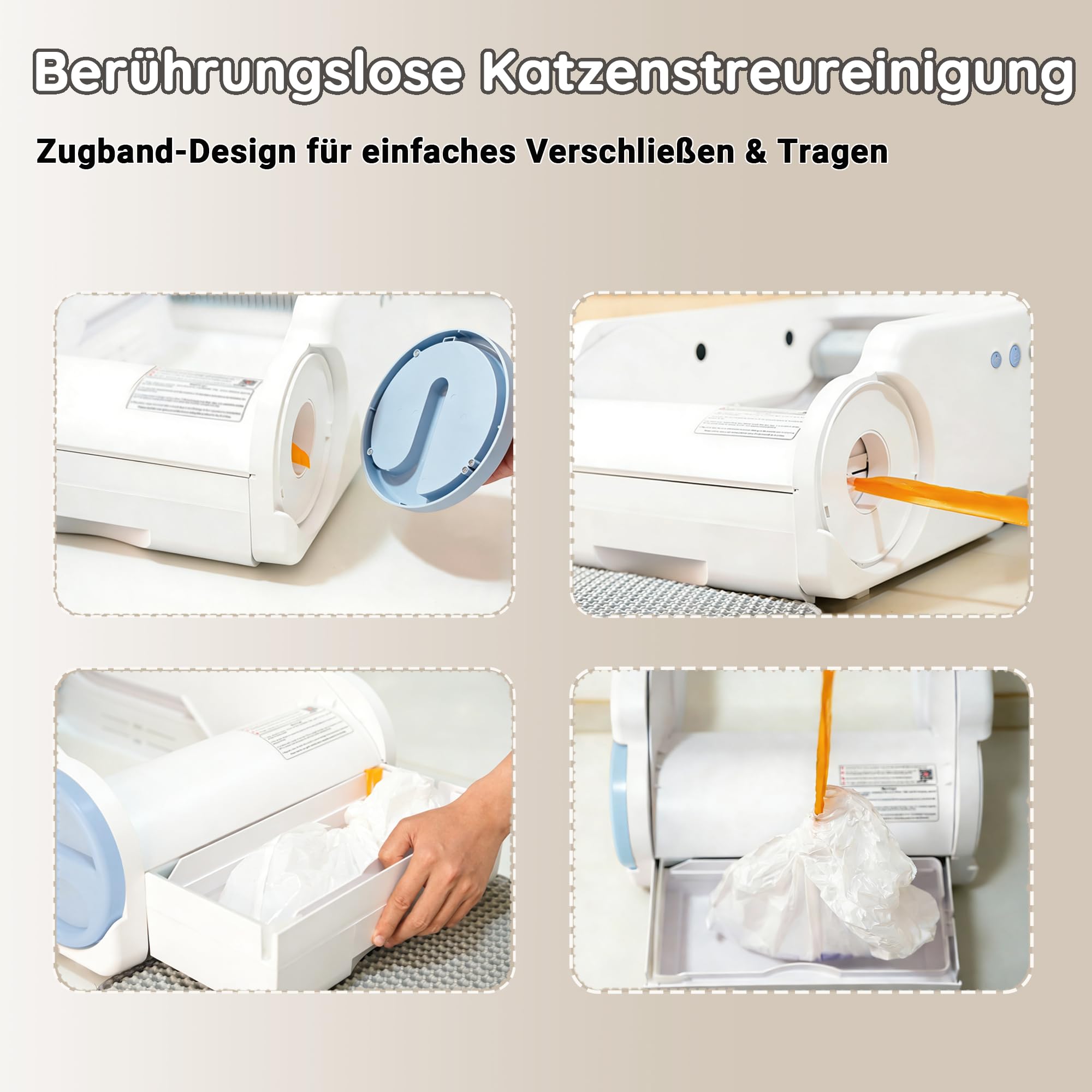 Selbstreinigende Katzentoilette mit Offenem Top-Design | Automatisches Katzenklo für Mehrere Katzen mit 4 Infrarotsensoren,Niedriger Einstieg (16 cm) für Kätzchen & Senioren