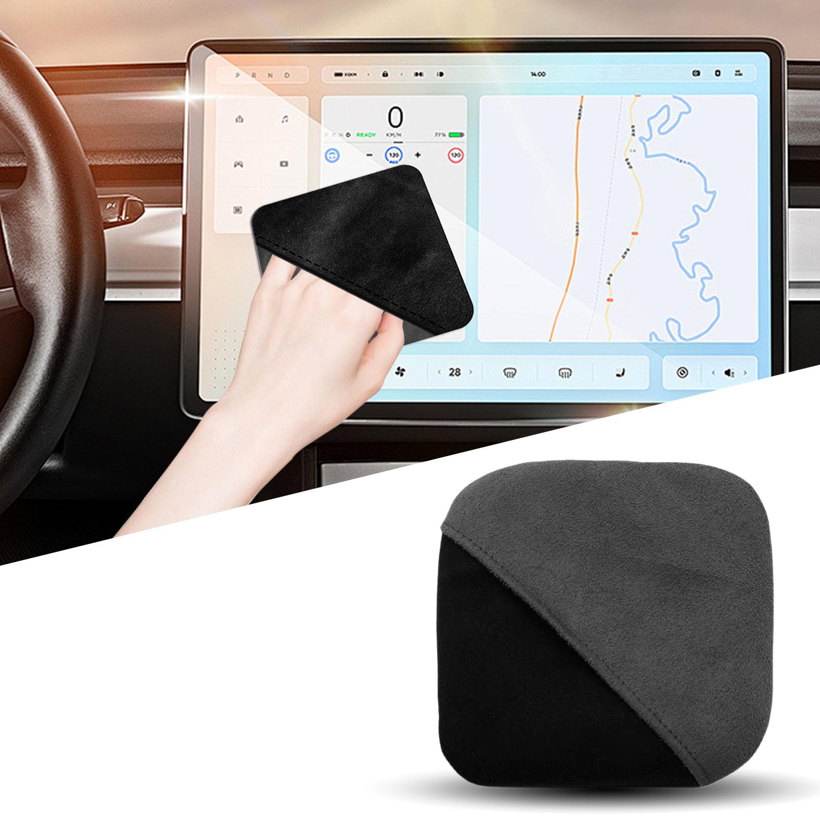 Car Screen Cleaner Car Wipes Interior Cleaning, Dashboard Screen Cleaner Cloth for Car LCD Display, Microfiber Auto Touch Screen Cleaning Pad for Tesla, Mercedes Benz(Square)