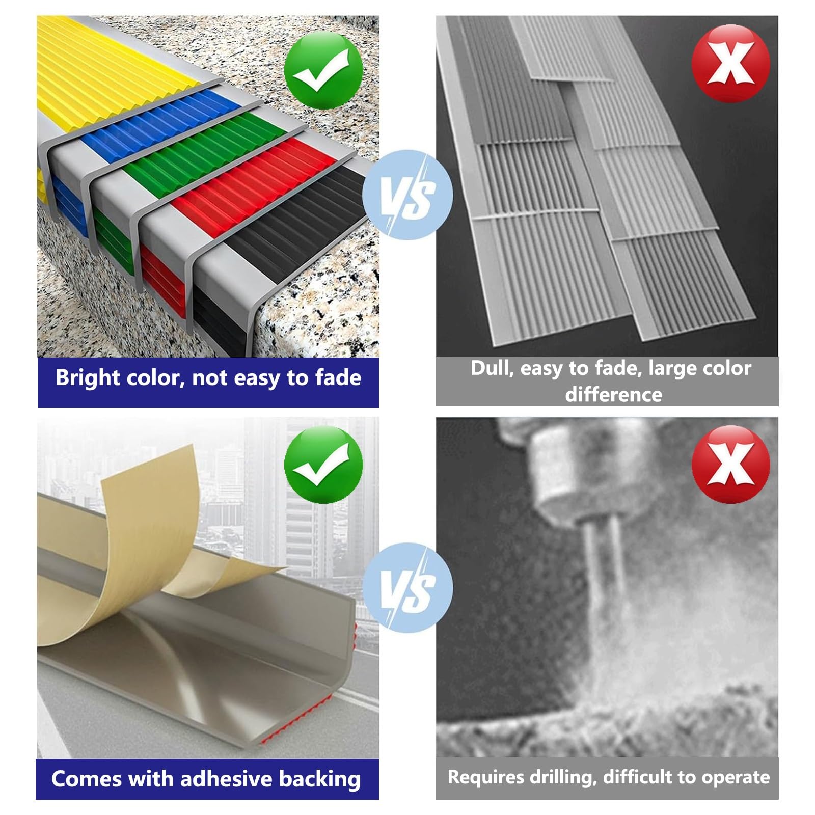 Borde De Escalera De Goma De PVC, Perfil De Borde De Escalera Autoadhesivo, Perfil De ÁNgulo De La Nariz De La Escalera, Borde Antideslizante, Para Peldaños De Interior Y Exterior, Cantonera Protector