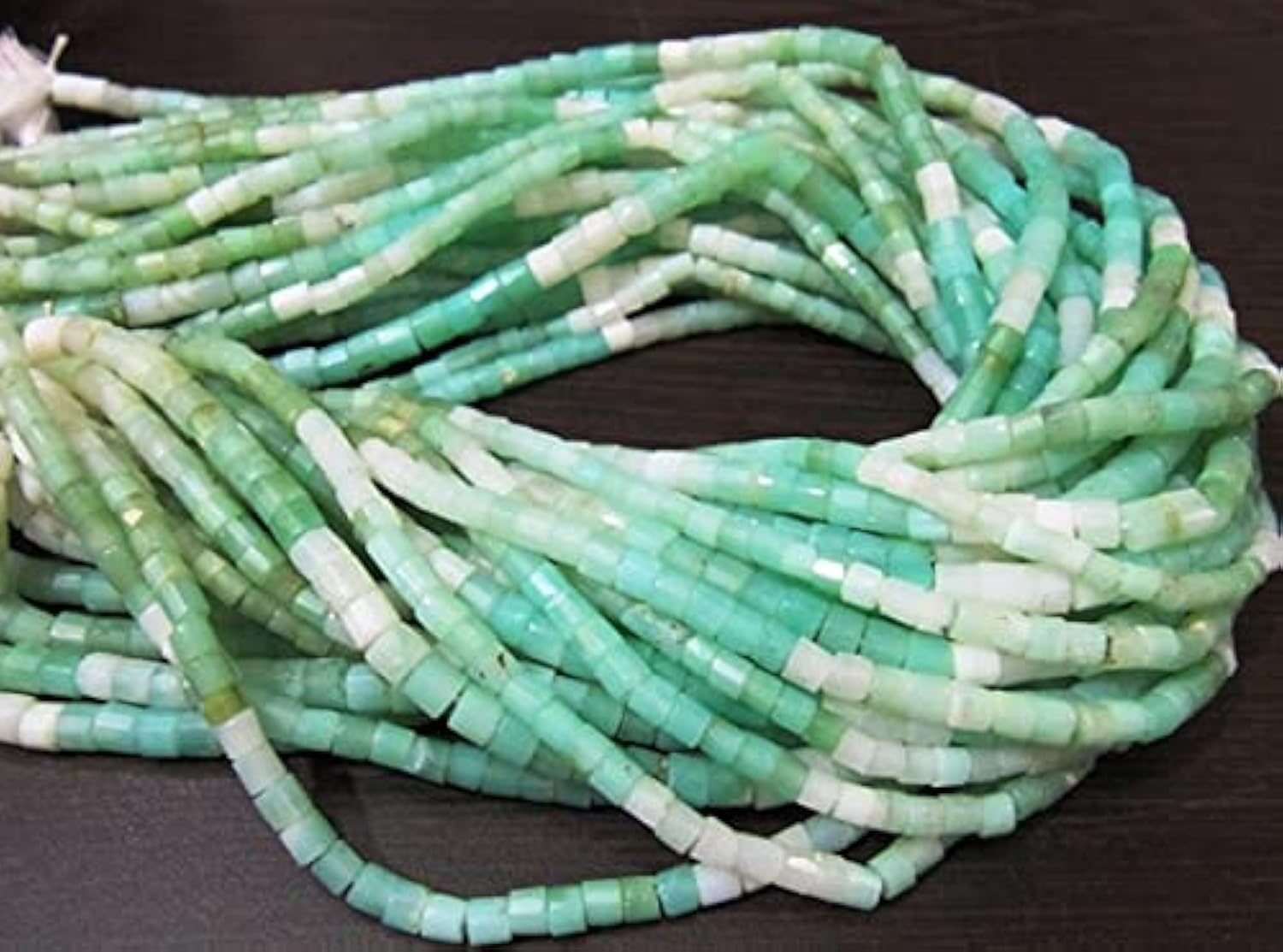 LKBEADS Peruvian Opal Beads,Tyre Faceted Beads Size 4mm to 5mm,Heishi Beads with Full Spark and Shine, Natural,13.5 inch Long