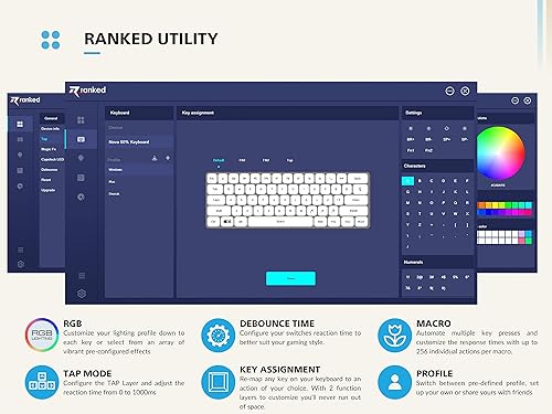 Miniatura 6 de Ranked N60 Nova 60% factor de forma  Teclado mecánico intercambiable en caliente para juegos  61 teclas multicolor RGB LED retroiluminado para