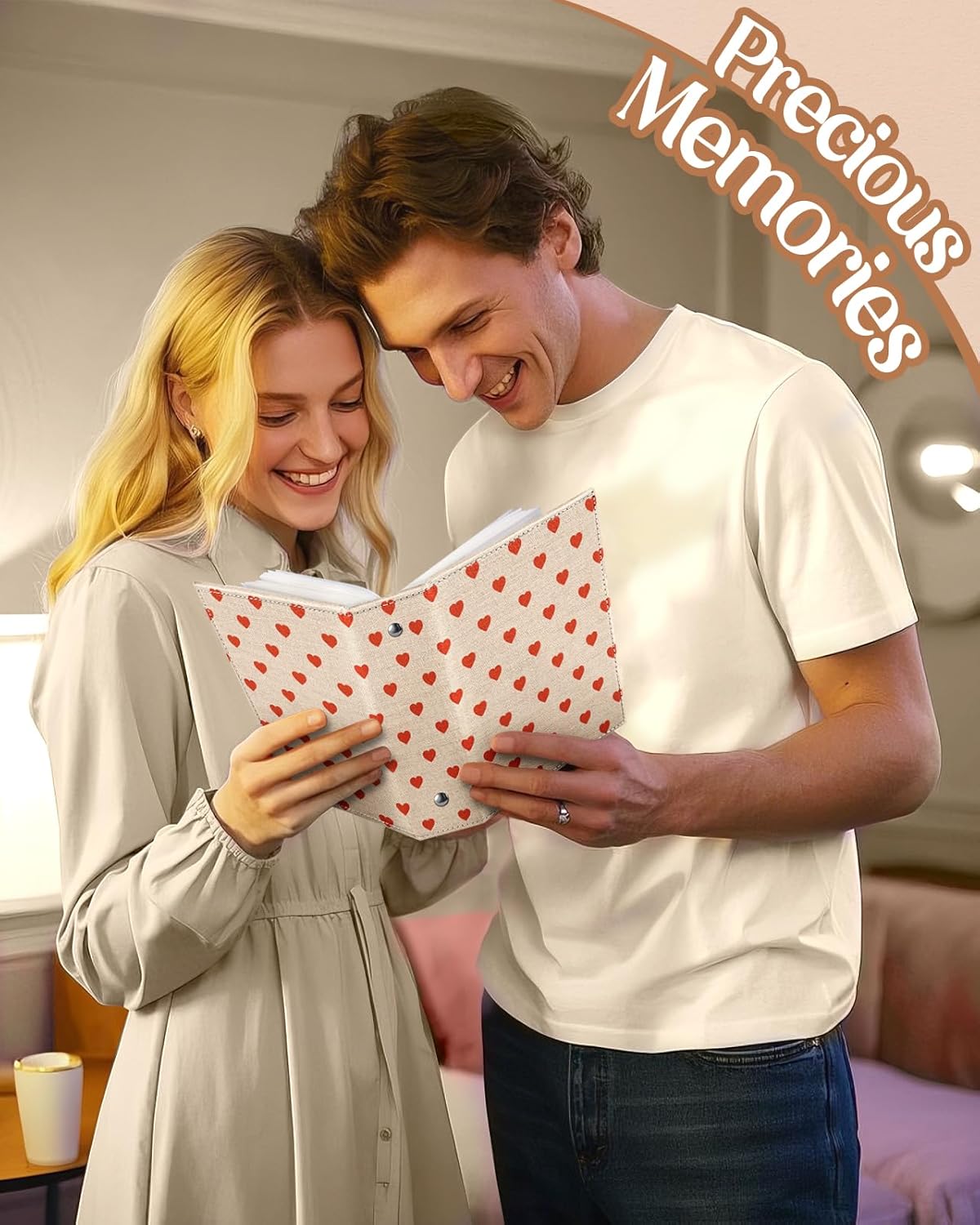 Slohif Photo Album 4x6 Pictures Leather Small Memory Book Keepsake for Family Wedding Postcard 100 Pockets Personalized Couples Photobook for Engagement Travel Vacation Birthday Honeymoon Heart - Image 6