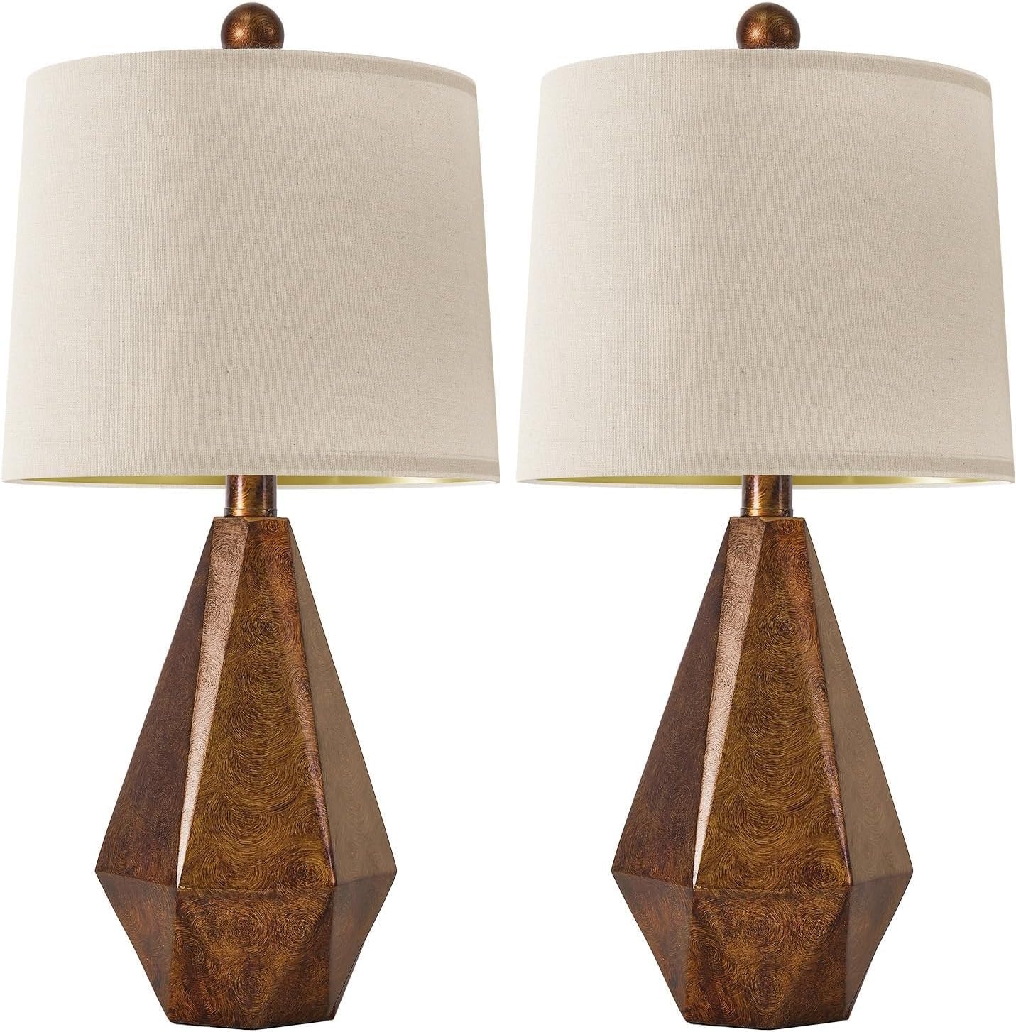 CCXXYGWJ Lampada da Tavolo Rustica in Stile Rustico con Paralume in Lino, Decorazione per Comodino, Camera da Letto, Confezione da 2 Oro retrò, Adatta per Soggiorno, dormitorio, Ufficio,