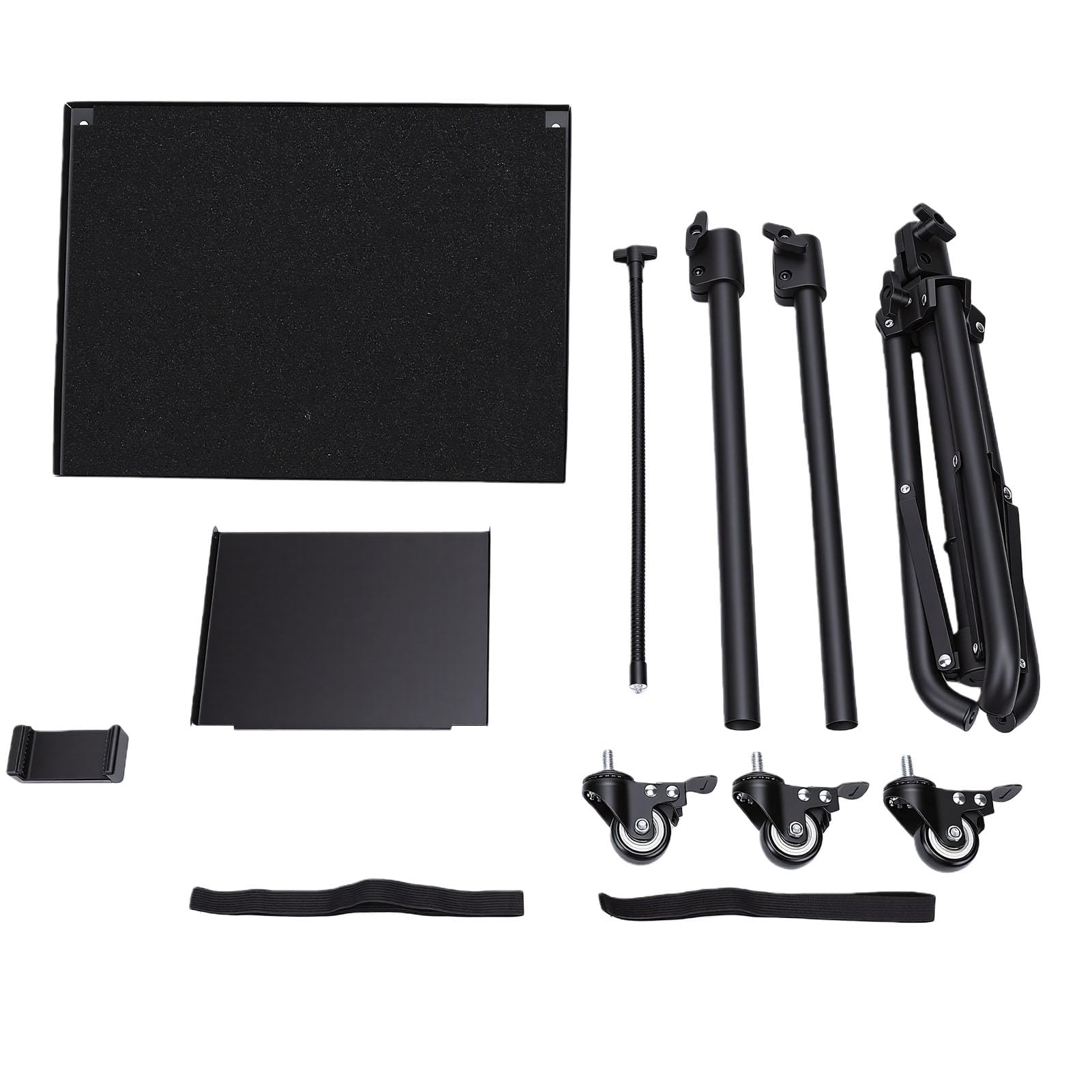 Supporto per Laptop Regolabile in Altezza 28-51,2 Pollici, 3 Ruote Silenziose, Vassoio Staccabile per Mouse, Supporto per Telefono 360° per Ufficio e Casa