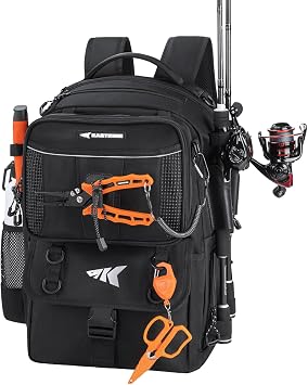 KastKing BaitSpace Fishing Tackle Backpack with Removable Bait Binder,2 Rod Holders Storage Fishing Gear and Equipment