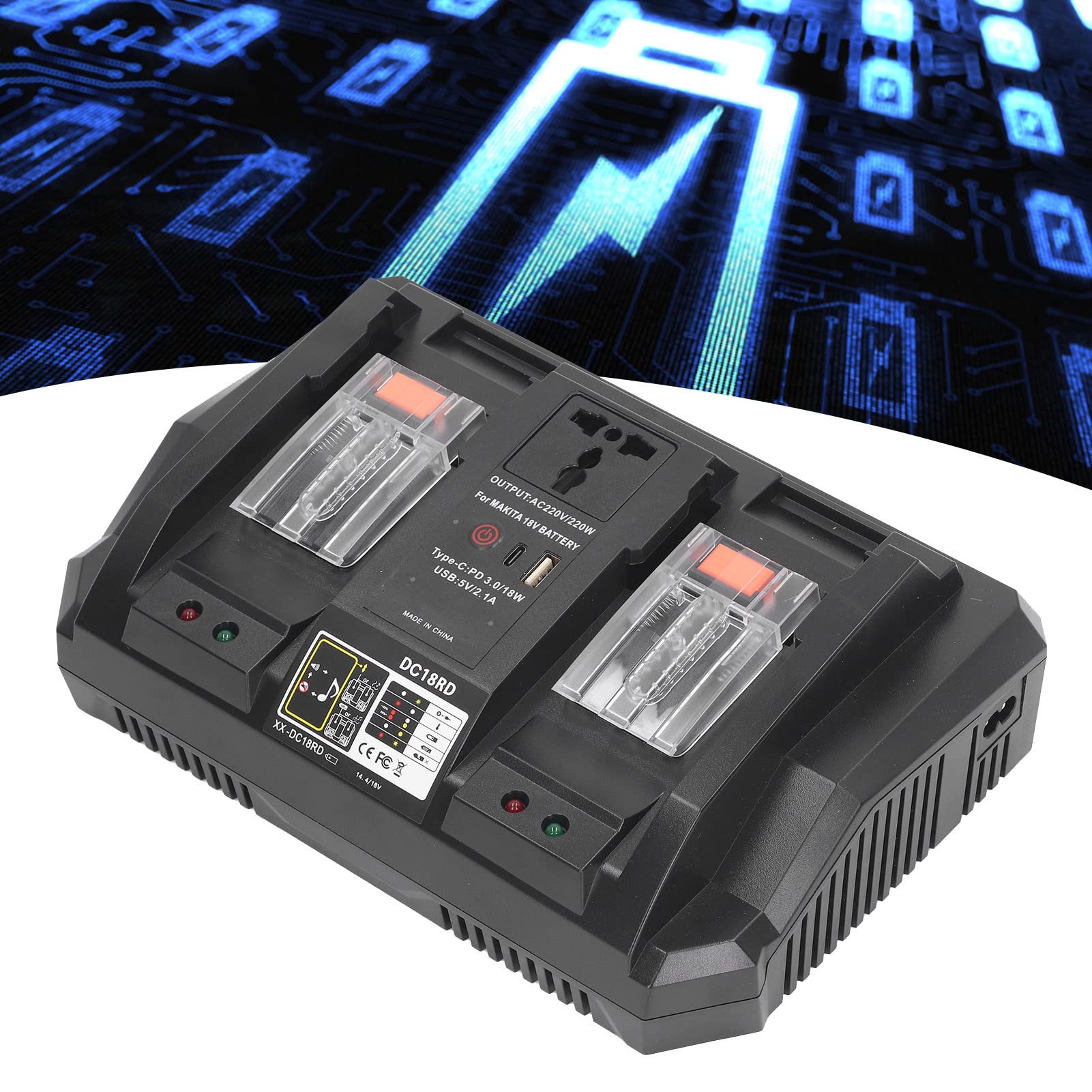 Cargador de Batería de Dos Puertos, Reemplazo de Cargador Rápido de Doble Puerto, Ahorro de Tiempo de Computadora de 100-240V (Enchufe de la UE)
