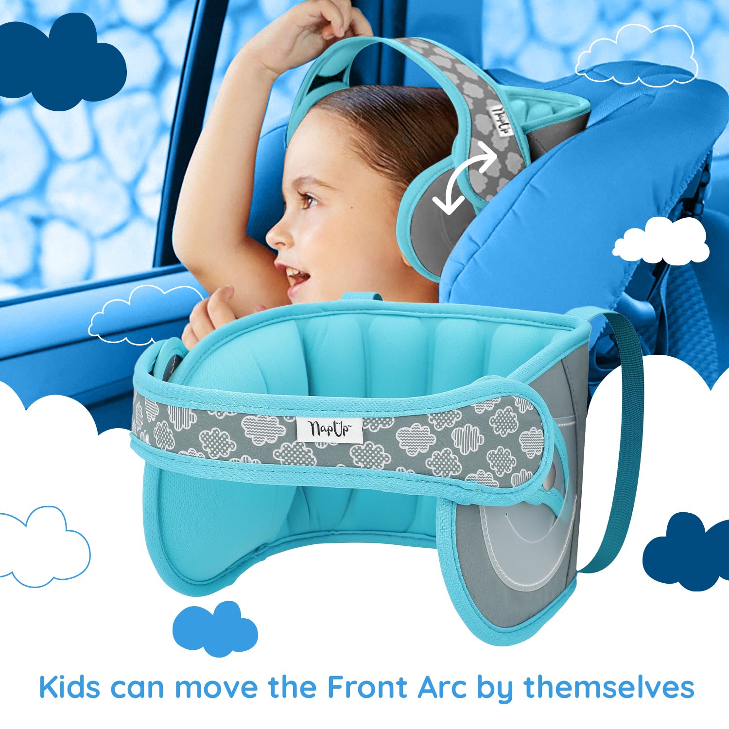 NAPUP Kids Head Holder for Car Seat – Adjustable Polyester Carseat Head Support for Toddler (Light Blue) — Amazon image 6