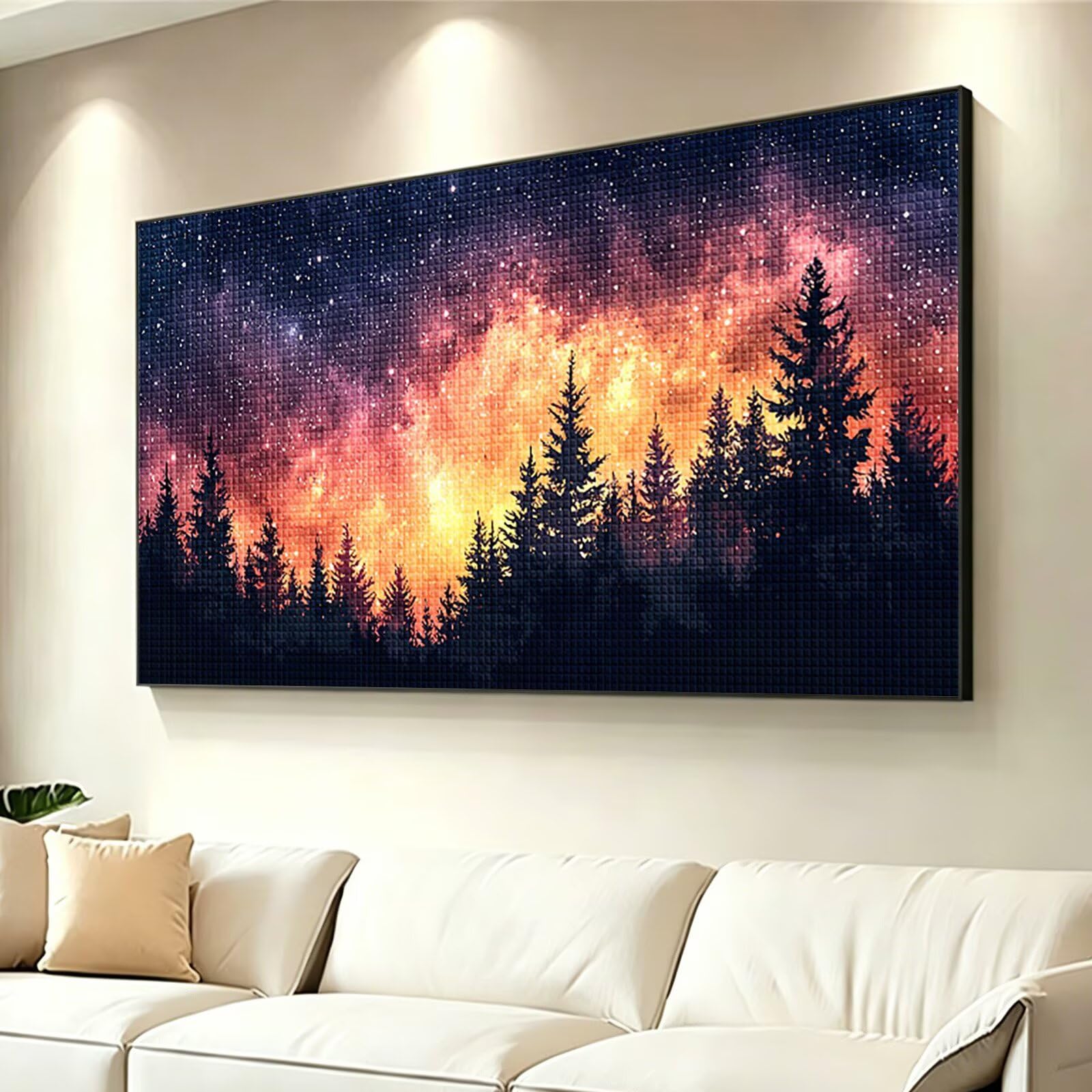 Diamond Painting Erwachsene Groß XXL 160x80cm, Aurora Diamant Painting Bilder, 5D Bunt Diamond Art Eckige Steine, DIY Crystal Art Stickerei Kreuzstich Bastelset für Deko Wohnzimmer Geschenke 0J-757