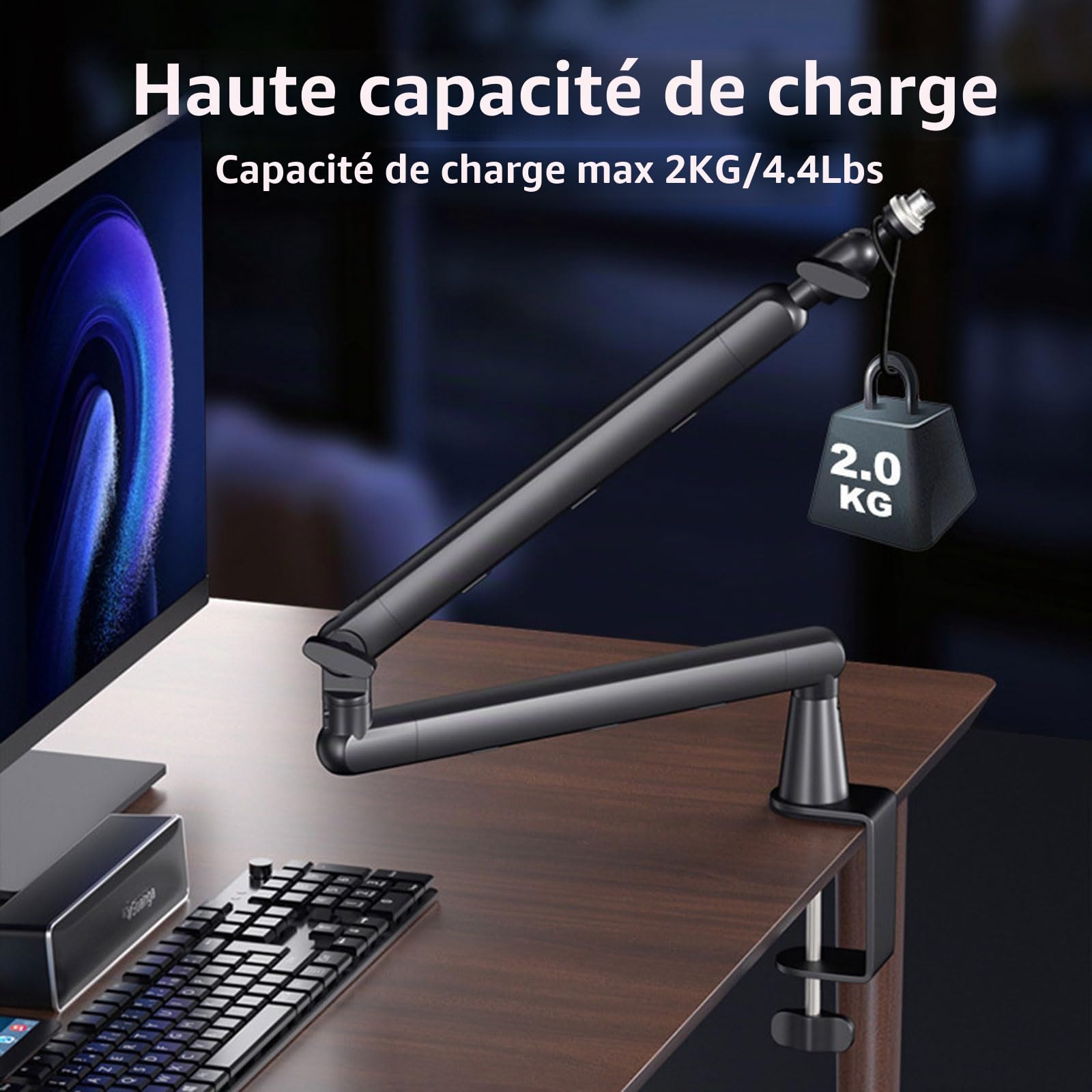 Bras De Micro, Suspension Supports De Microphone, Gestion Des Câbles Compatible Avec Blue Yeti, Snowball Ice, Hyperx Quadcast, Solocast, Elgato Wave
