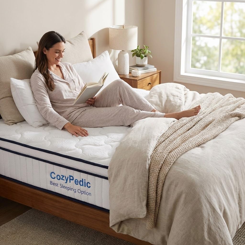 10 Inch Queen Size Queen Sized Mattress Medium Firm Mattress, Memory Queen Hybrid Mattress Foam with Pocket Springs for Back Support and Pressure Relief, Cooling Cover, CertiPUR-US