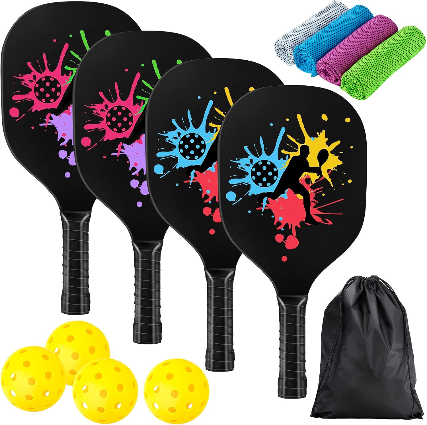 Pickleball Paddles Set, Pickle Ball Paddle Set of 4, OVERTANG Indoor