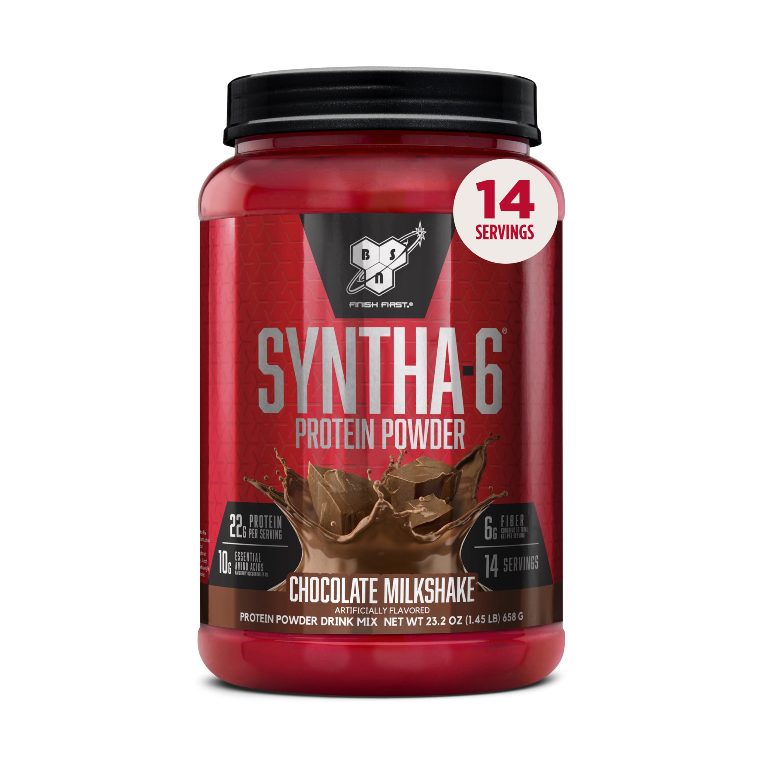 BSN Optimum Nutrition SYNTHA-6 Whey Protein Powder, Micellar Casein, Milk Protein Isolate Powder, Chocolate Milkshake, 2 Pounds, 14 Servings (Pack of 1) Chocolate 14 Servings (Pack of 1)