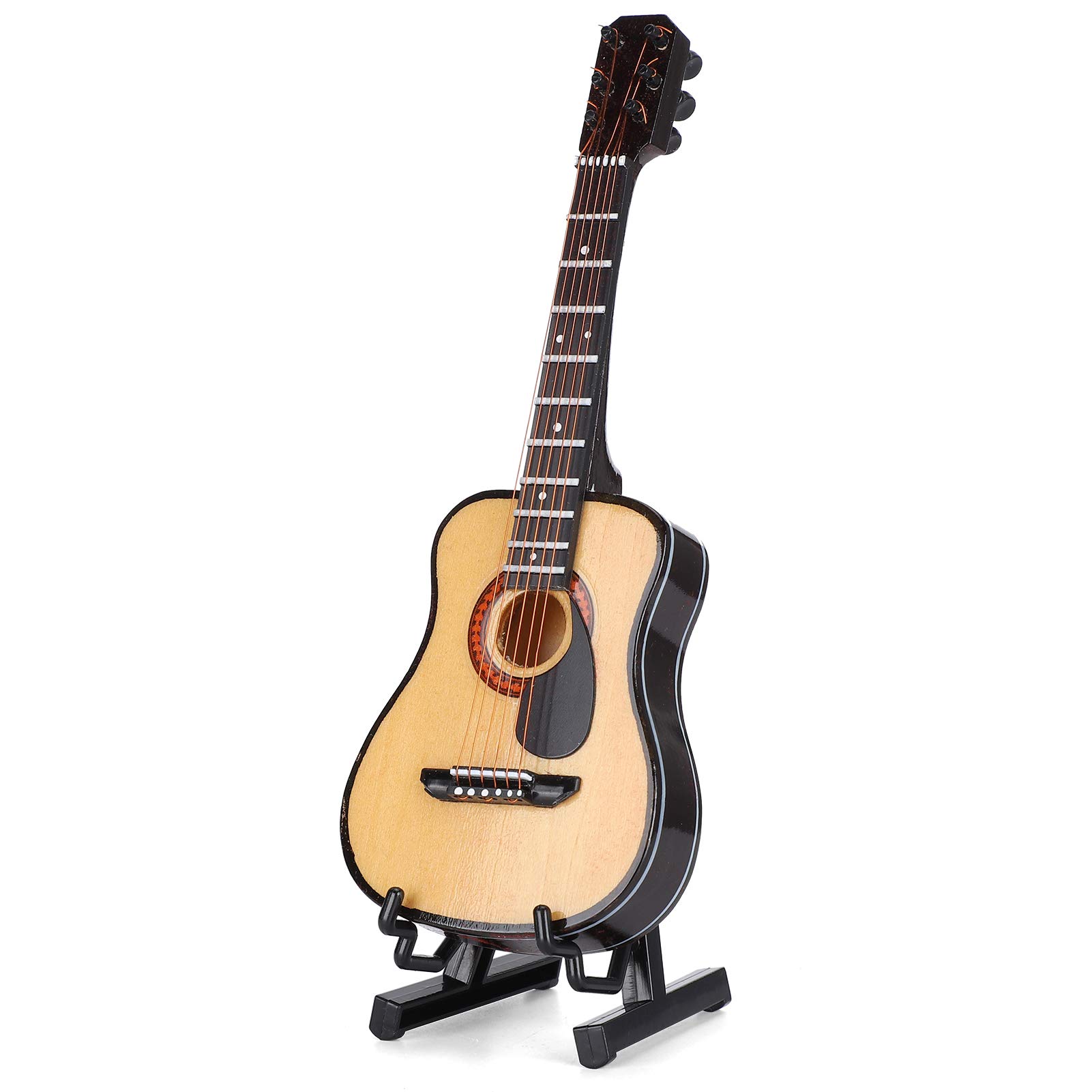 drewniana gitara miniatura, muzyczna ozdoba czarna 15 cm for domku dla lalek