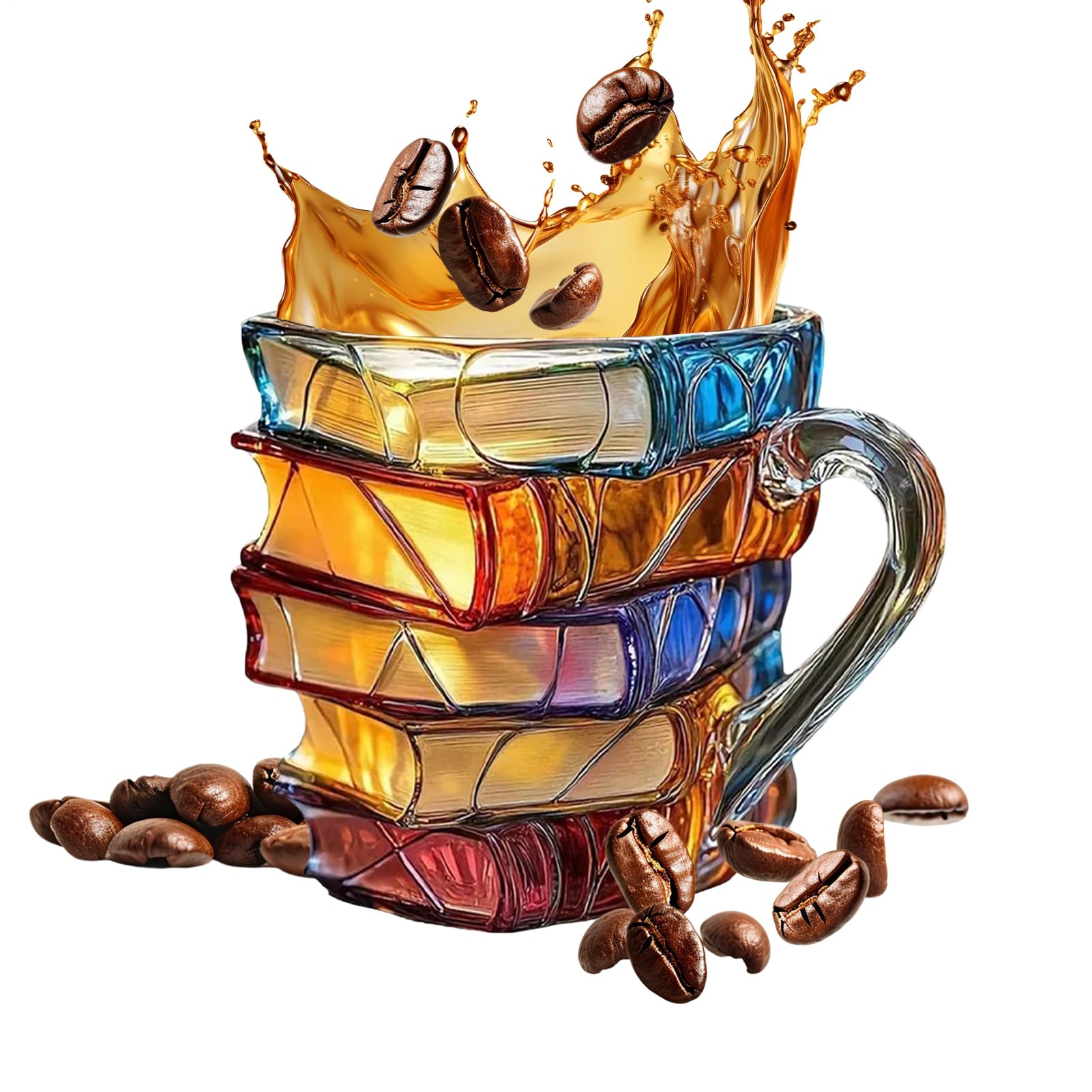 Taza térmica de viaje para café con diseño de libros 3D retro