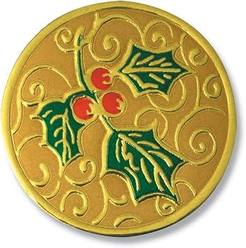 PaperDirect Gold Embossed Holly Holiday Foil Seals, Self-Adhesive Stickers for Cards, Gifts, Crafts & Seasonal Mailings, Elegant Gold Foil Design with Red & Green Accents Pack of 32