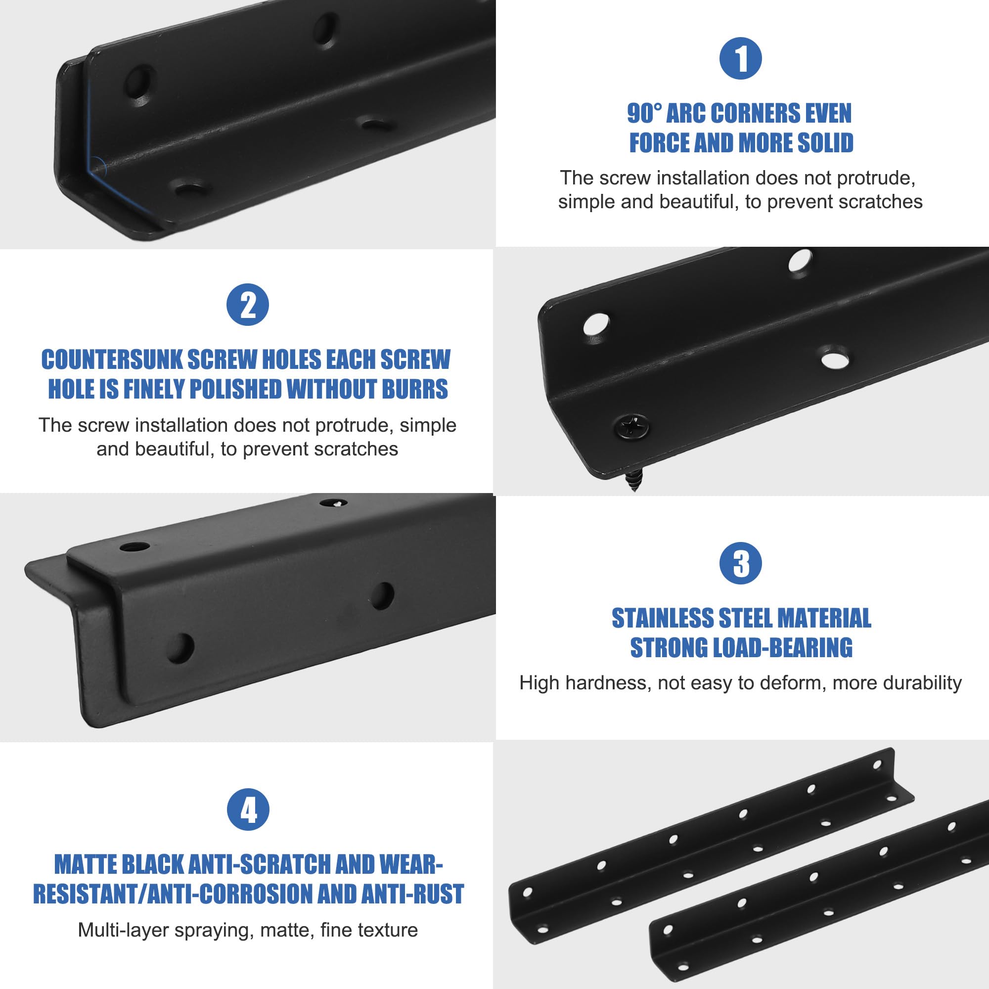 WENLISELL 6 PCS Angle Brackets for Wood Metal Corner Brackets for Raised Beds with Screws 275x27X27mm Stainless Steel L-Shape Corner Bracket for Wooden Furniture Gardens - Image 3