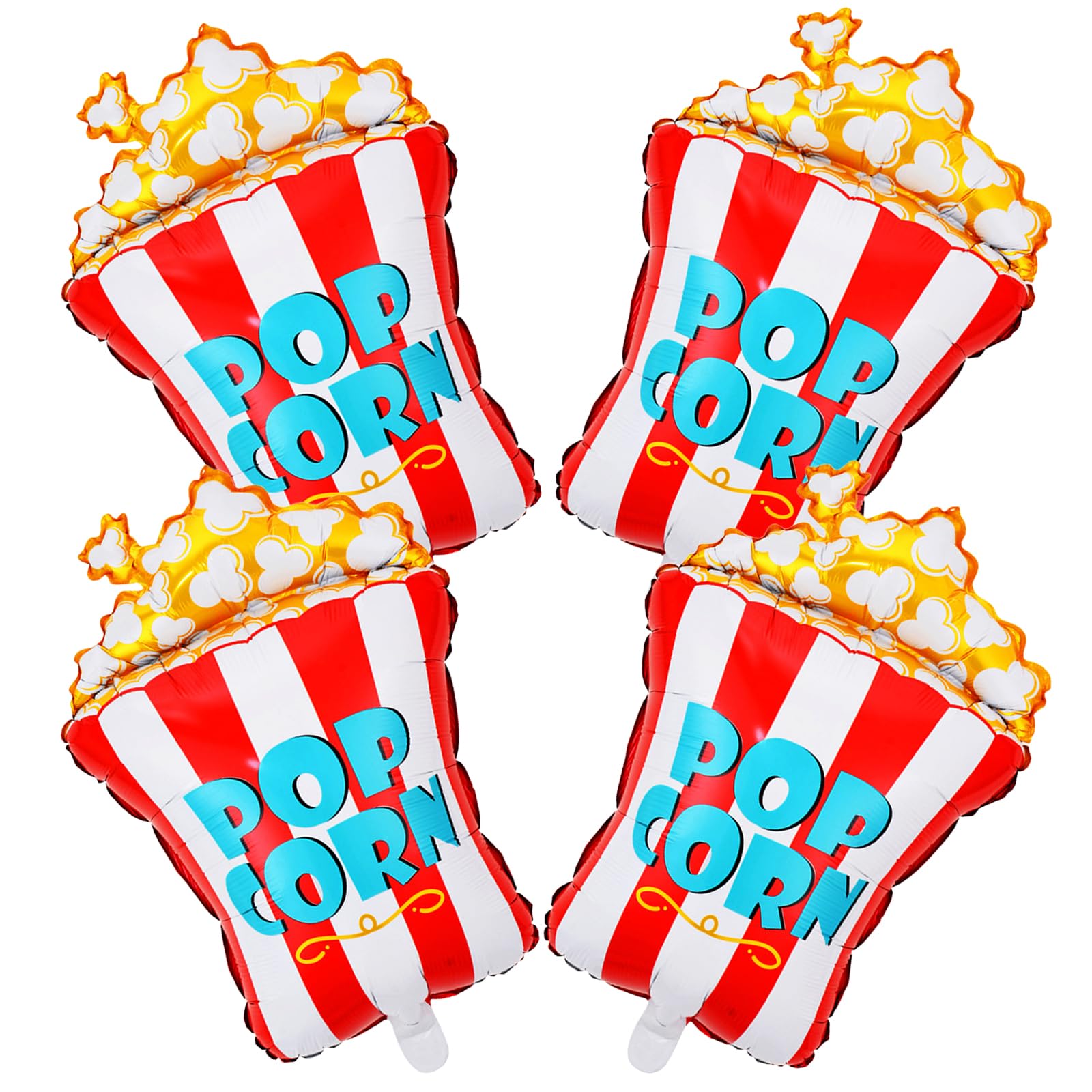 4PCS Popcorn Balloons, 30 Inch Popcorn Foil Balloons, Popcorn Party Decorations for Birthday Carnival Movie Night Party Supplies
