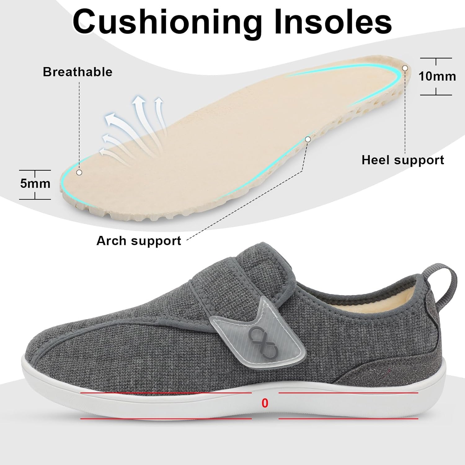 XIHALOOK Womens Slippers Wide Diabetic Shoes with Adjustable Strap for Diabetic Swollen Feet Outdoor Indoor Walking Shoes - Image 5