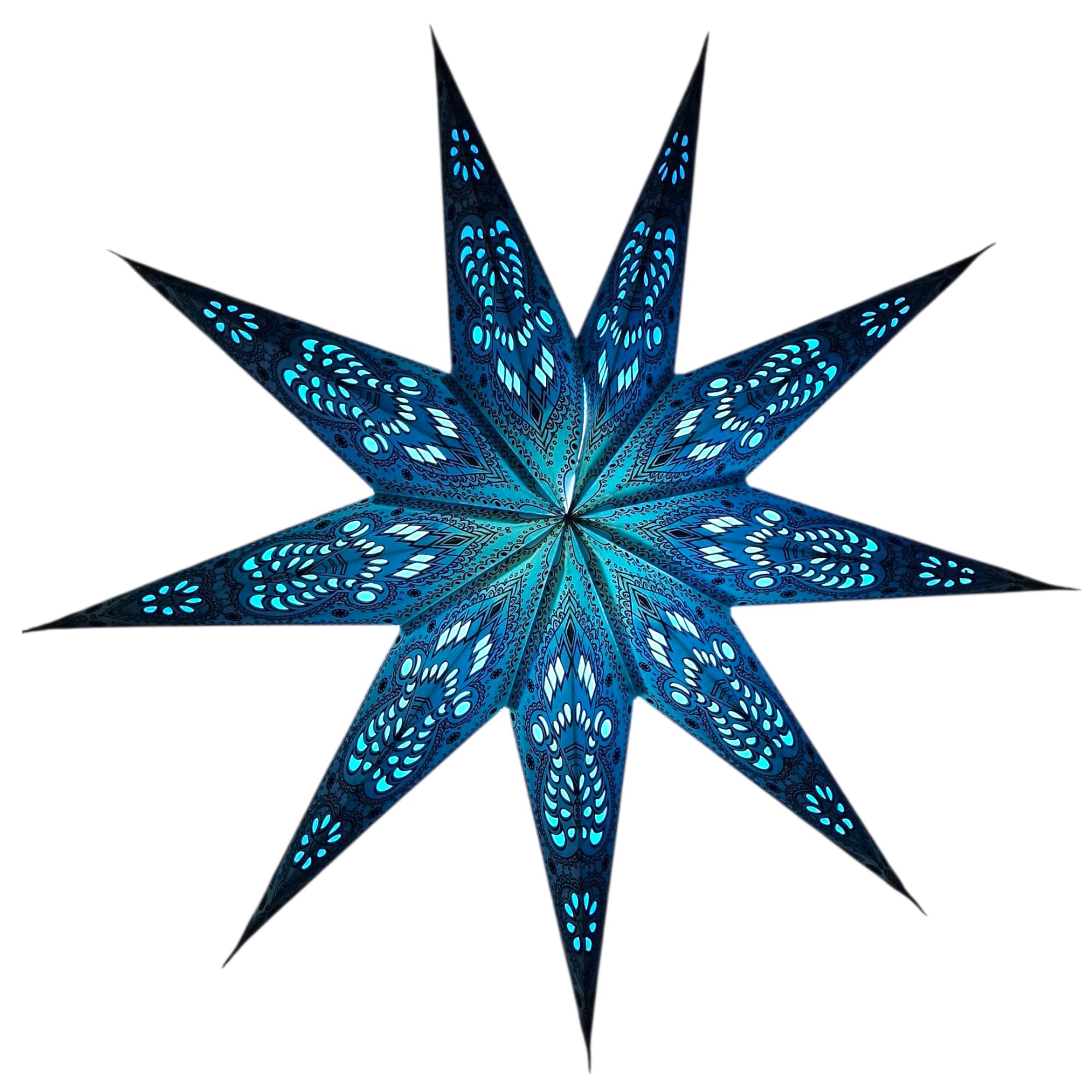 YEPSIO Lantern Lampshade Paper Star Light Shades Large 60cm Hanging Decorations for Christmas Wedding Home Decoration Birthday Party Foldable 9 Pointed Star (Blue) โ image 1