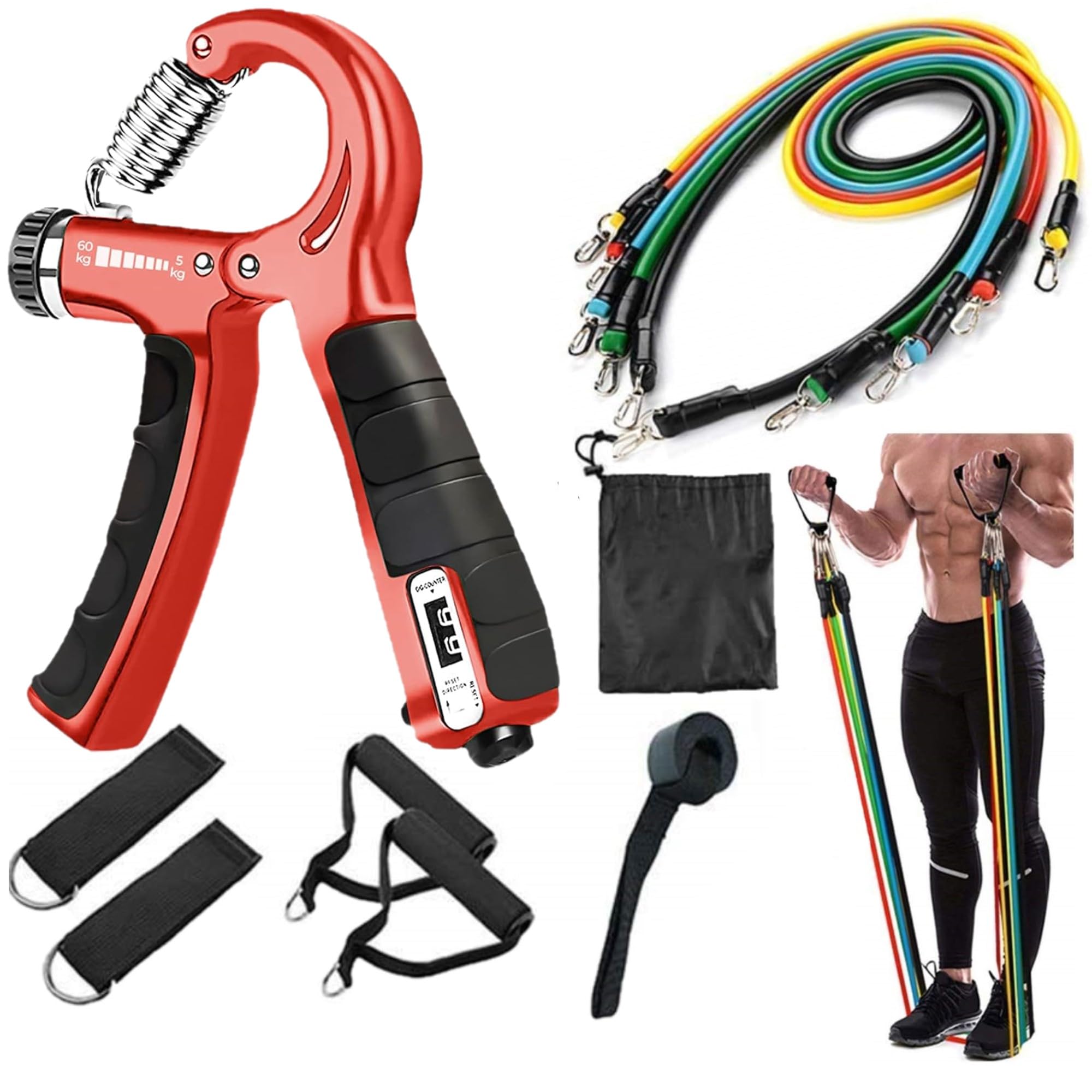 ODDISH; way to fitness Hand Grip Strengthener R Shape with Counter and 11 in One Resistance Tube Combo Pack Veins Foream Wrist Pain Relief and Wrist Muscles Climbing for Man and Women (B0CLJLC4F1) Amazon Price History, Amazon Price Tracker
