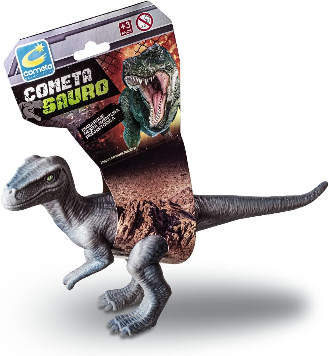 Cometa Sauro Dinossauro Velociraptor Vinil Cartela