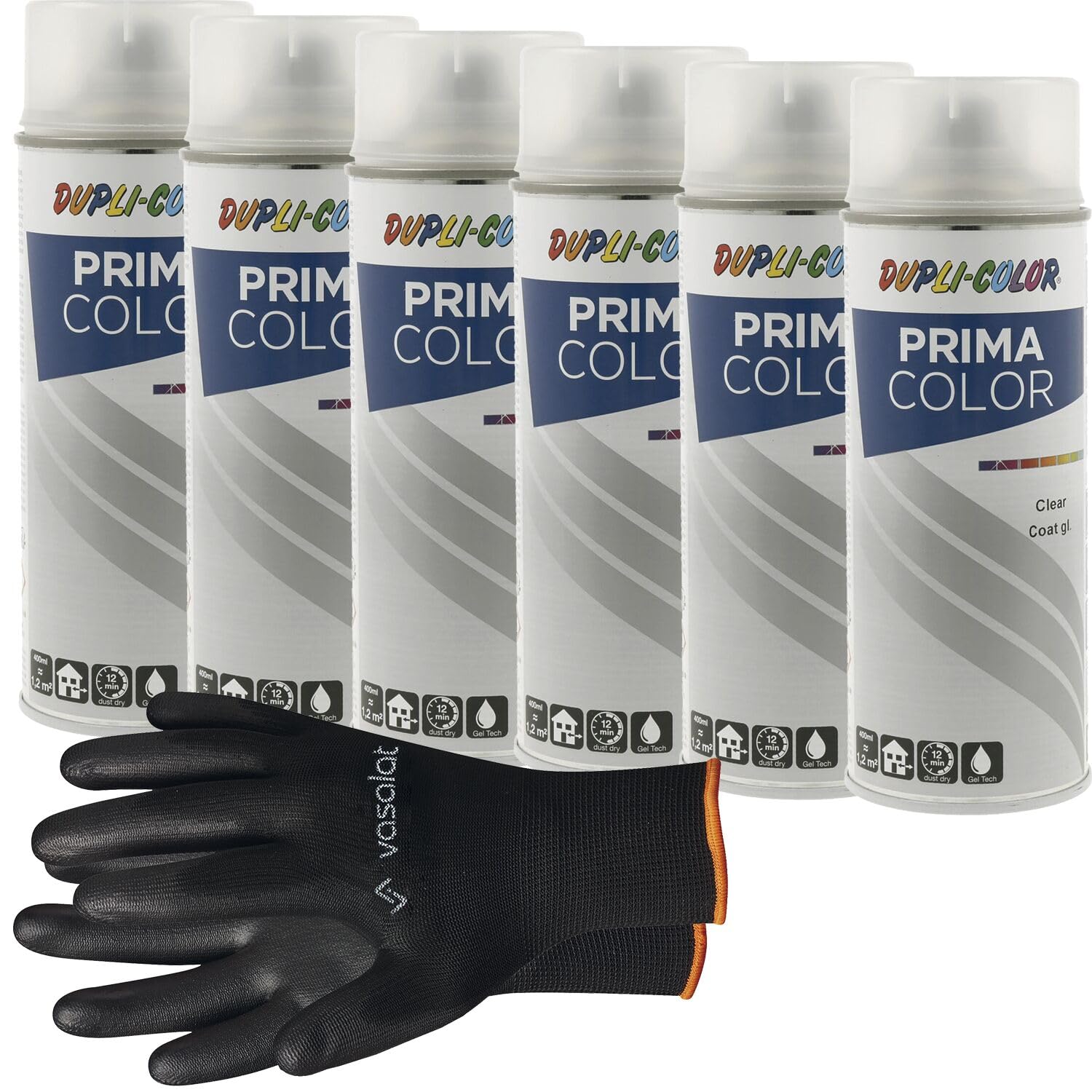vasalat Dupli-Color Klarlack Spray glänzend - Sprühlack klar für Metall, Kunststoff und Holz - wetterfeste Sprühfarbe für den Innen- und Außenbereich UV -beständig, 6 Stück