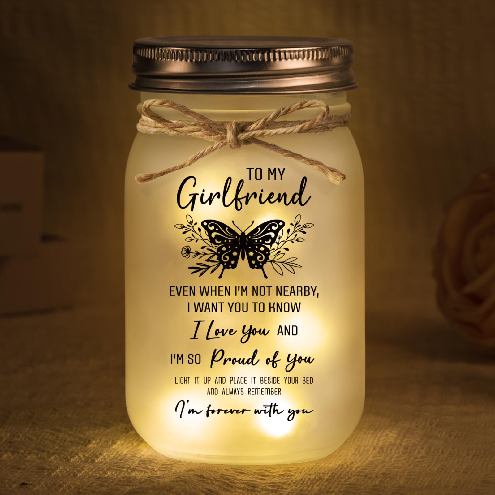 Juratar Gifts for Girlfriend, Mason Jar Night Lights for Girlfriends