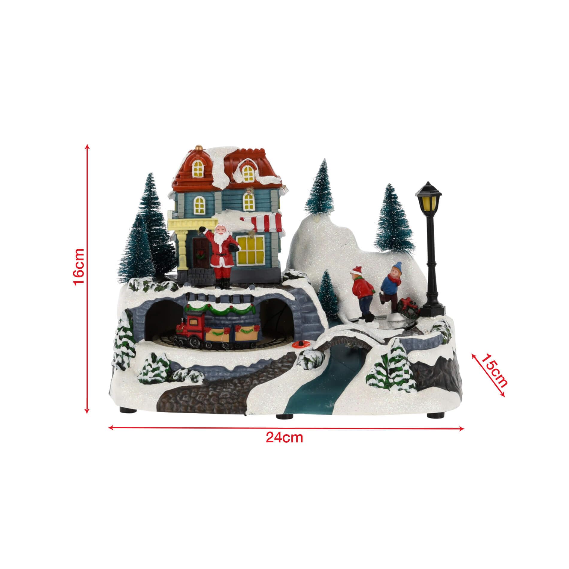Rebecca Mobili Weihnachtsdorf mit Bewegung, Weihnachtsszene, Kunststoff, mit Lichtern, Weihnachtsgeschenkidee - Abmessungen HxBxT: 16 x 24 x 15 cm - Art. RE6945