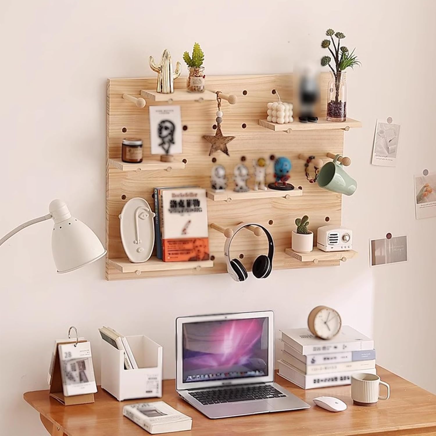 Stecktafel, Wand-Organizer, Aufbewahrung, Stecktafel, Wandhalterung, Massivholz, für Zuhause, Büro, Garage (60 x 120 cm)