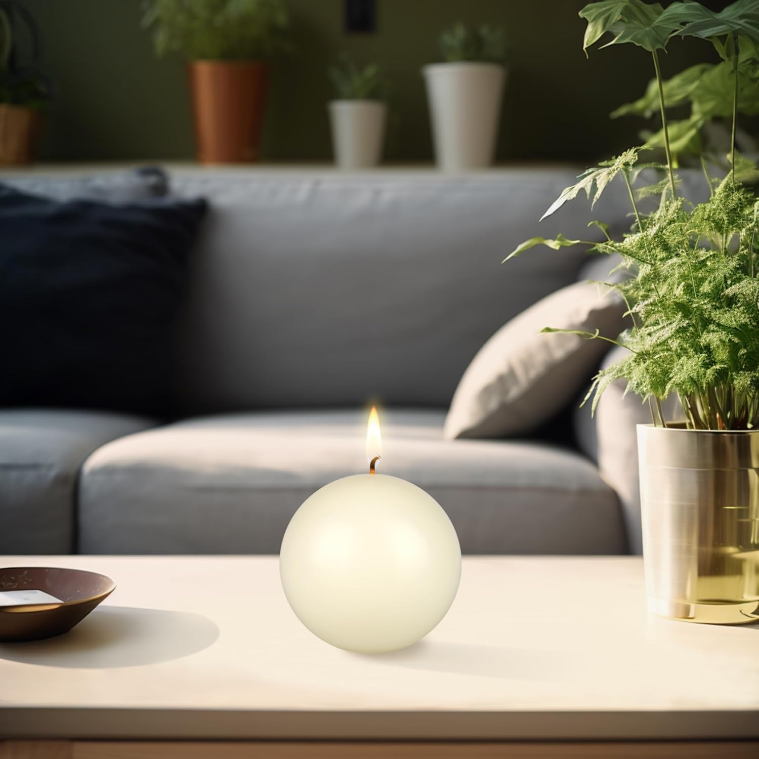 Mega Candles 1 pc Unscented Ivory Ball Round Candles, Hand Poured Premium Wax Candle 4 Inch x 4 Inch, Home Décor, Wedding Receptions, Occasions, Events, Festivities, Meditations, Relaxation - Image 4