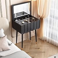 Vista 1 de Pequeño escritorio de maquillaje con cajones, juego de escritorio con espejo grande iluminado, 3 modos de iluminación, brillo ajustable, tocador