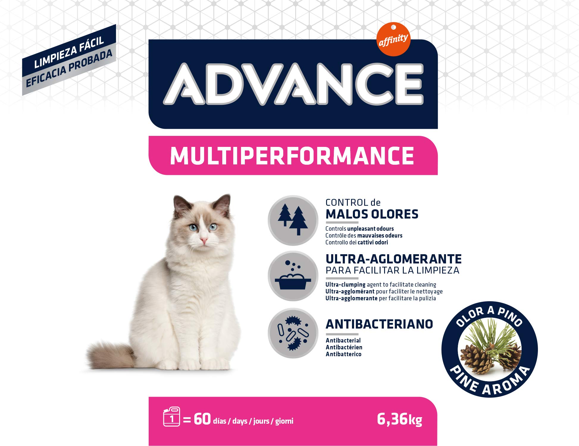 Advance multiperformance para Arena de Gato 6,36 kg – Pack de 3