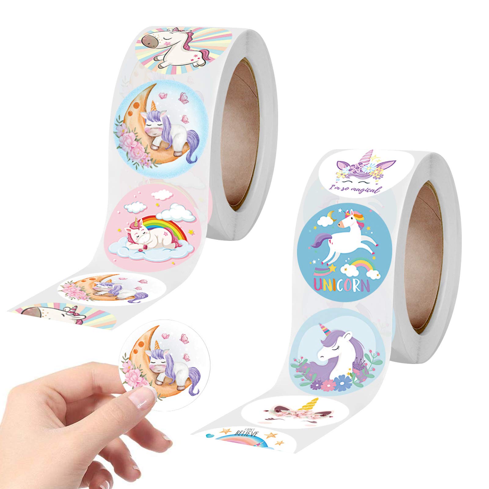 Paper 1000 Pcs Unicorn Stickers for Kids - 1 Inch Self-Adhesive Labels for DIY Decoration - School, Birthday, Party, Book, Gift Bag Decorations