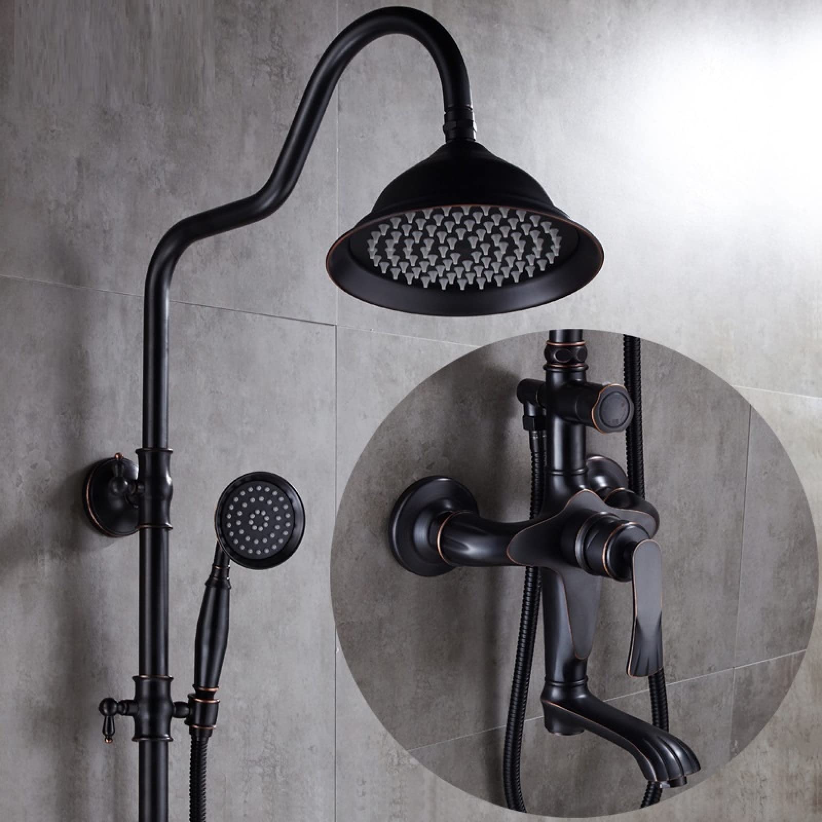 OZBMA European Full Copper Black Antique Rain Shower Set Bathroom Head Wall Hanging Type Household Toilet, Ordinary Line