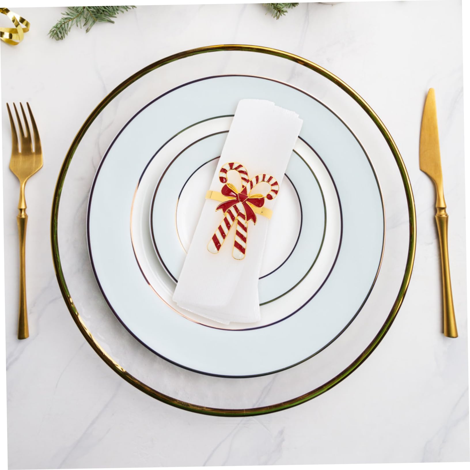 COLLBATH Set 4 Pezzi Anelli Portatovagliolo Natalizi in Lega Fiocco Decorativo, Pratici e Unici per Decorazioni Festive da Tavola Durante Feste di Natale